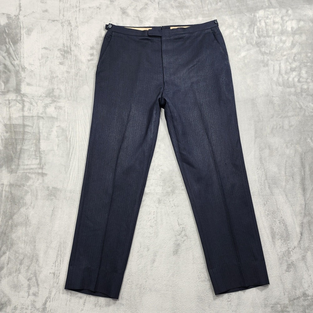 Vintage Pants Mens 38x30* Blue Classic Fit Straight Leg Dress Office Formal Suit